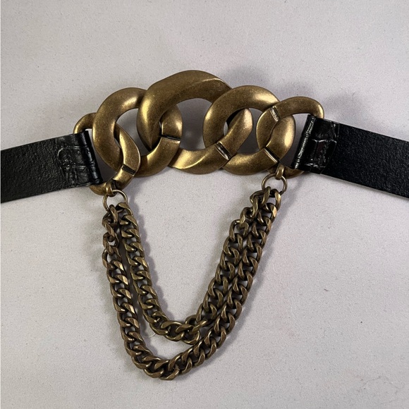 Zara Size 80 Crocodile Embossed chain belt - Picture 2 of 6